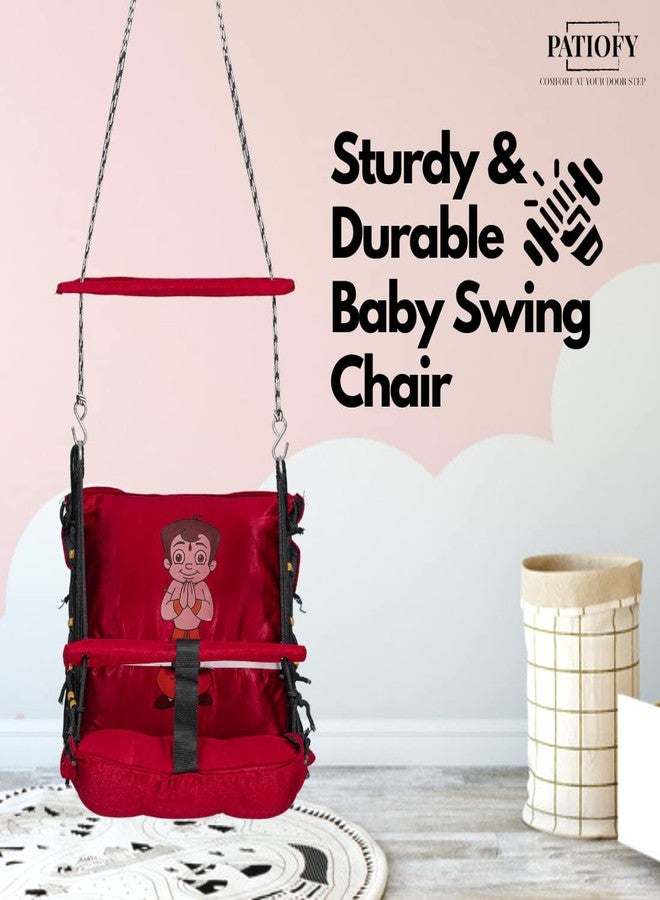 Patiofy Baby Swing | Hanging Swing for Kids | Jhula for Baby | Suitable for Indoor and Outdoor | Weight Capacity 10-15 Kg | Portable | Age Group 4-8 Years (Red) - Image 3